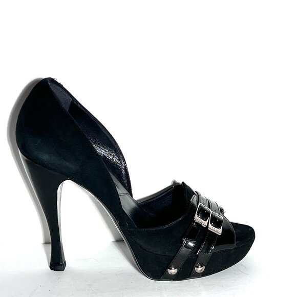 Dior by John Galliano 2003 Black Patent & Suede D'Orsay Platform Pump EU 38 US 8 - Picture 3 of 16